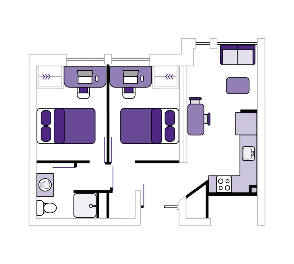 London Hall 2 bedroom floor plan