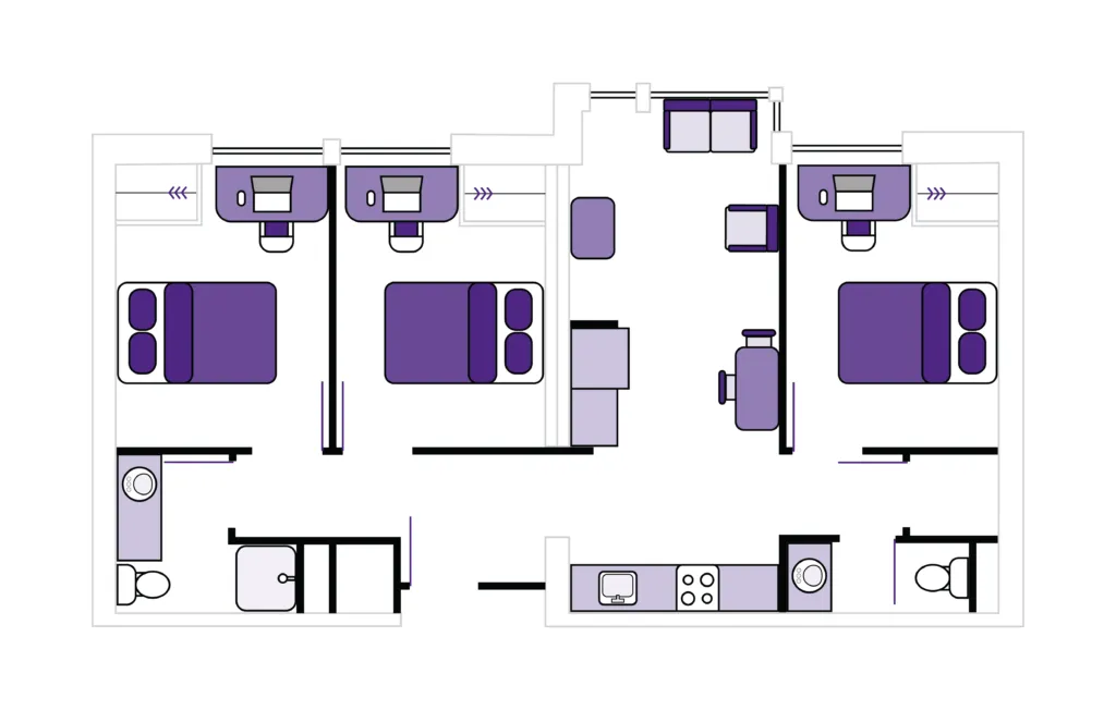 London Hall 3 bedroom floor plan
